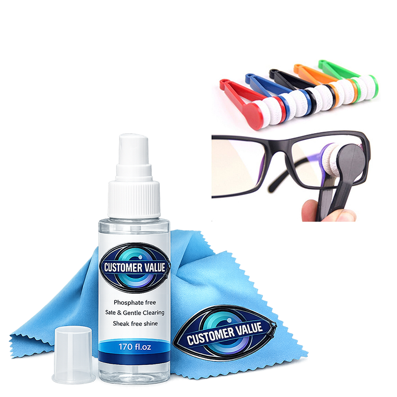 Combo Pack of Eyeglass Cleaners and Eyeglass Cleaning Solution